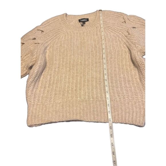 Express XSmall Open Cable Raglan Sleeve Sweater - beige - Picture 6 of 15